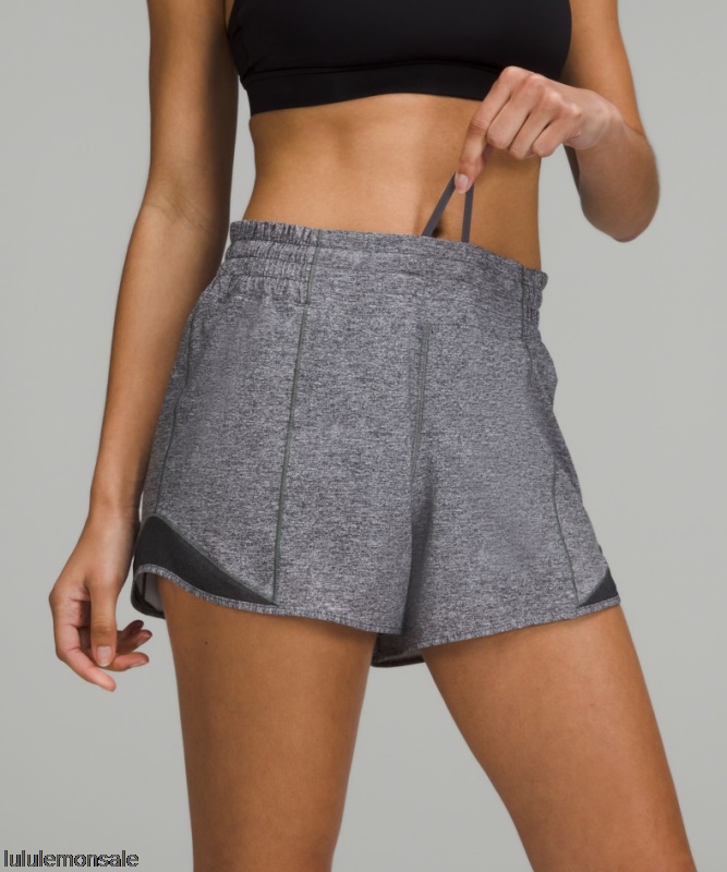 Lululemon Damen DELULU270 | Hotty Hot High-rise Lined Short 4 Heather Lux Multi Black